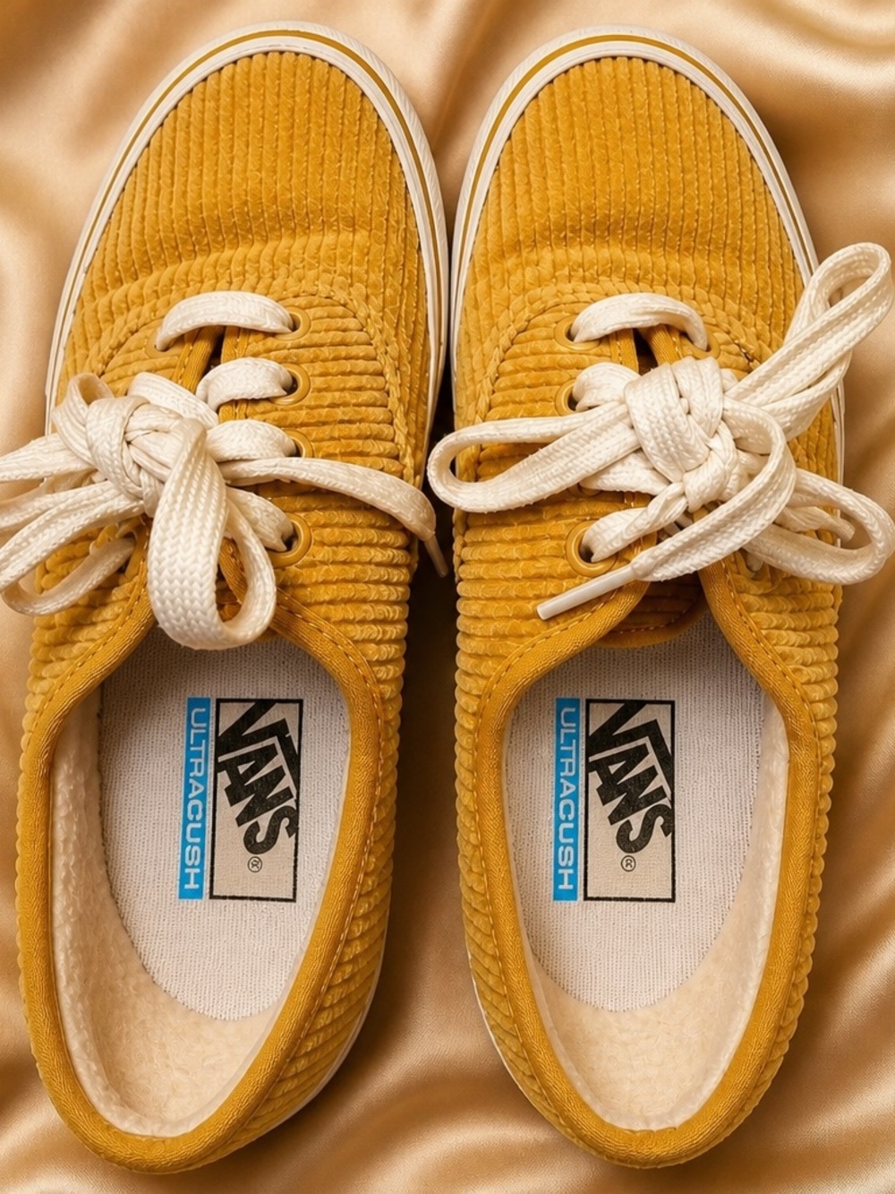 Vans UltraCush Corduroy Sneakers in Mustard Yellow with Cream Accents